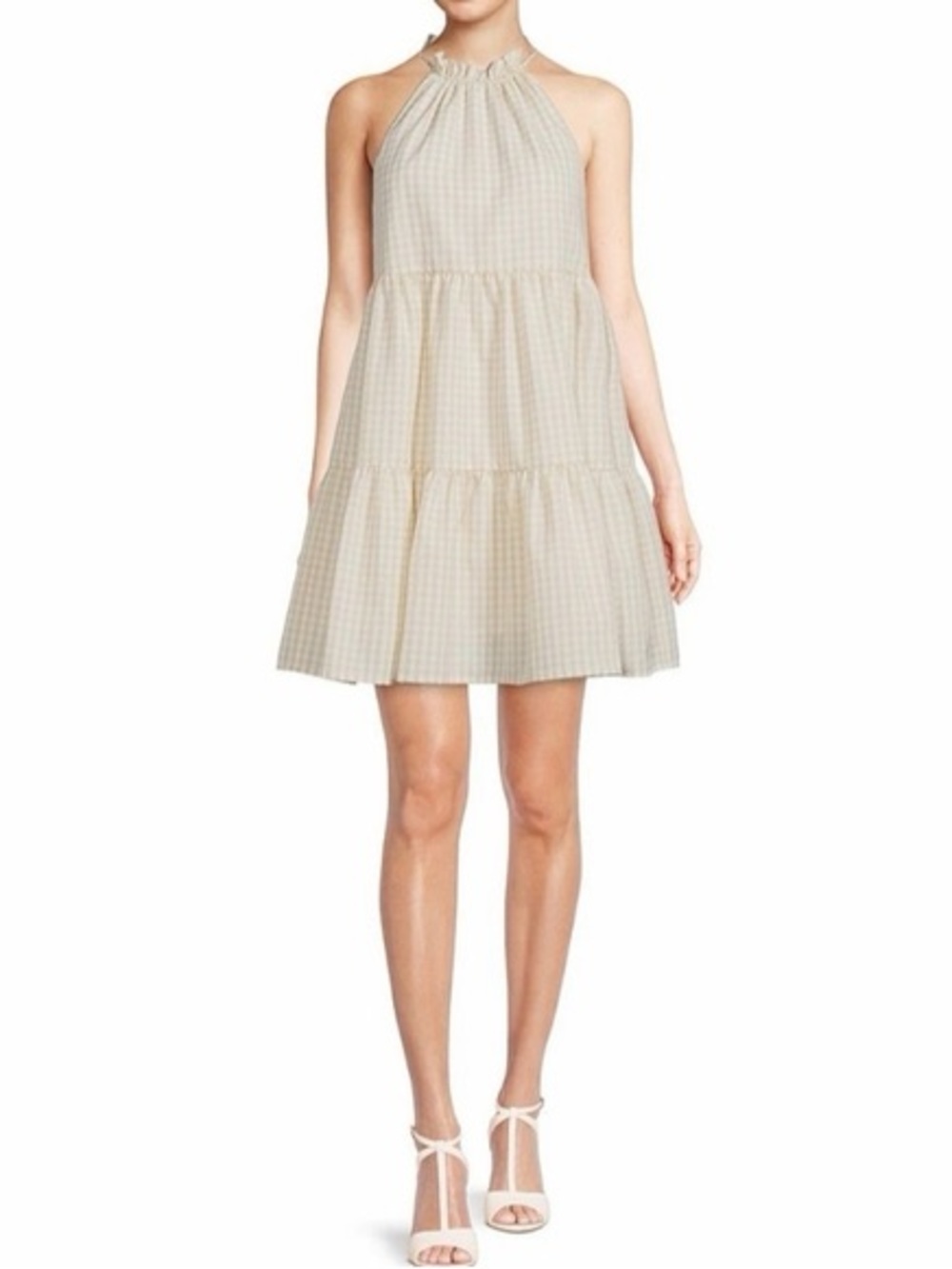 Antonio Melani Juanita Ruffle Halter Neck Sleeveless Gingham Tiered Babydoll
